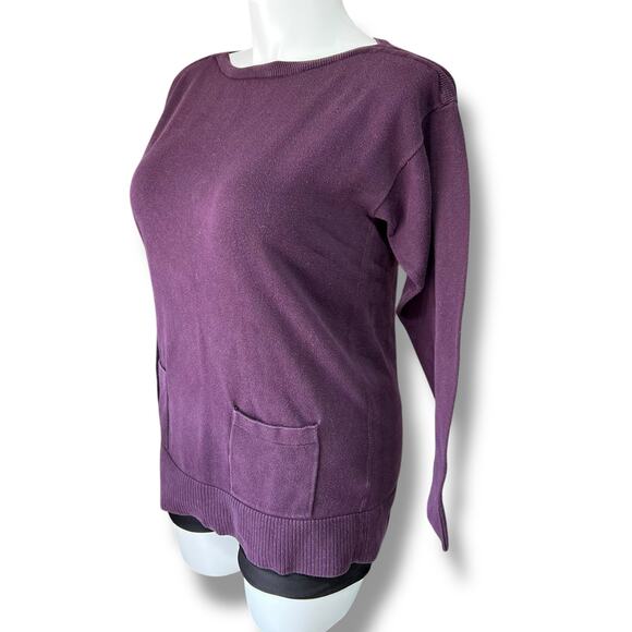 Jeanne Pierre Womens Tunic Sweater Pullover Long Sleeve Boat Neck Purple Large - Picture 5 of 8